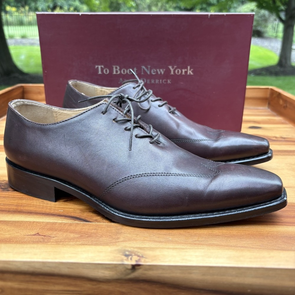 To Boot New York Lucas Oxford Dress Shoes Mens 9.5 Brown Leather Cap Toe Italy